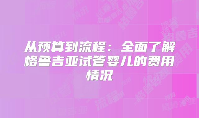 从预算到流程：全面了解格鲁吉亚试管婴儿的费用情况