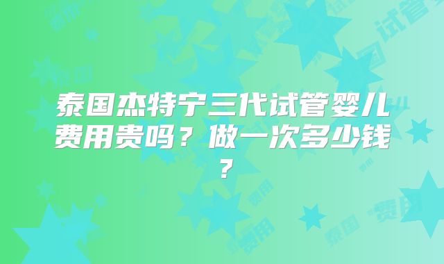 泰国杰特宁三代试管婴儿费用贵吗?做一次多少钱?