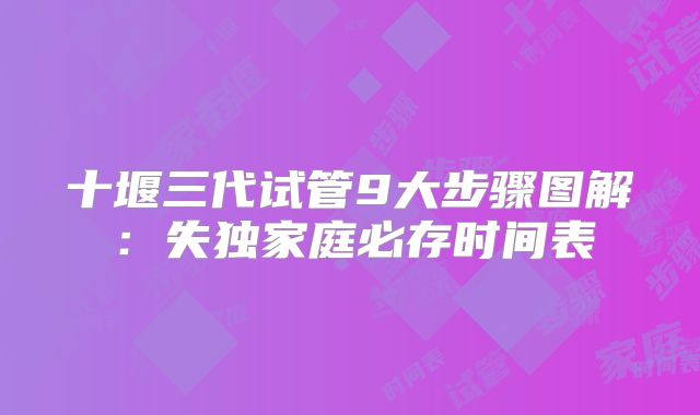 十堰三代试管9大步骤图解:失独家庭必存时间表