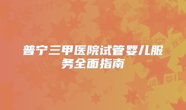 普宁三甲医院试管婴儿服务全面指南