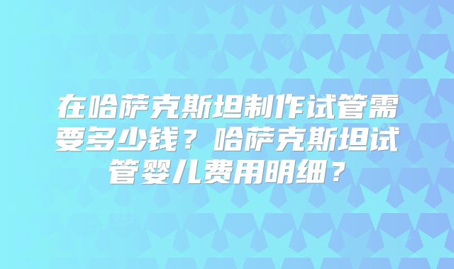 在哈萨克斯坦制作试管需要多少钱?哈萨克斯坦试管婴儿费用明细?