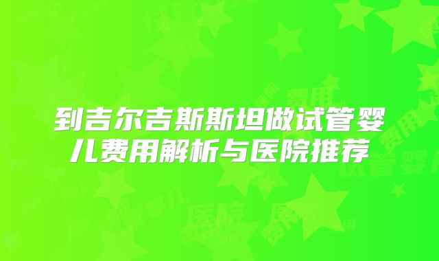 到吉尔吉斯斯坦做试管婴儿费用解析与医院推荐