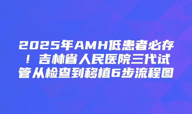 2025年AMH低患者必存!吉林省人民医院三代试管从检查到移植6步流程图
