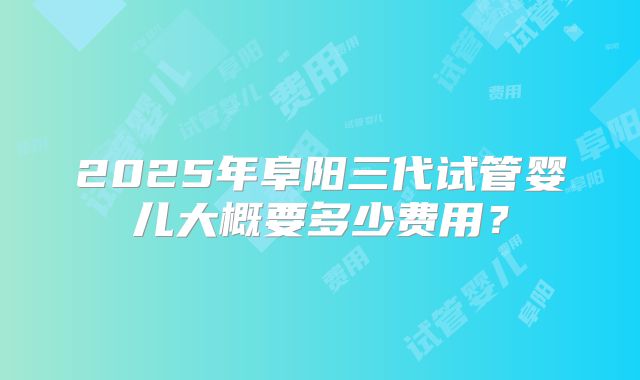 2025年阜阳三代试管婴儿大概要多少费用?
