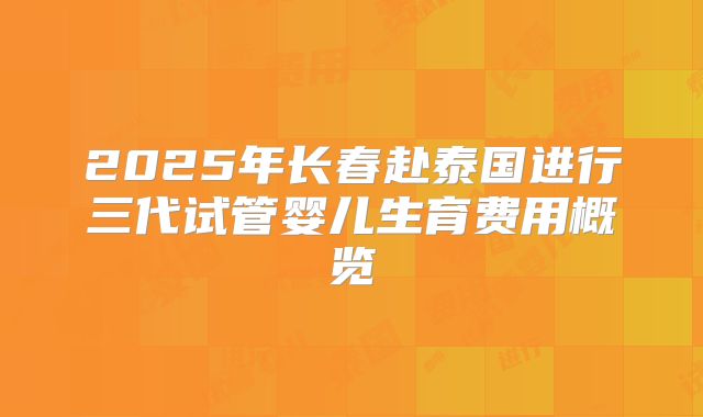 2025年长春赴泰国进行三代试管婴儿生育费用概览