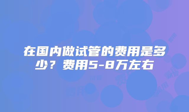 在国内做试管的费用是多少?费用5-8万左右