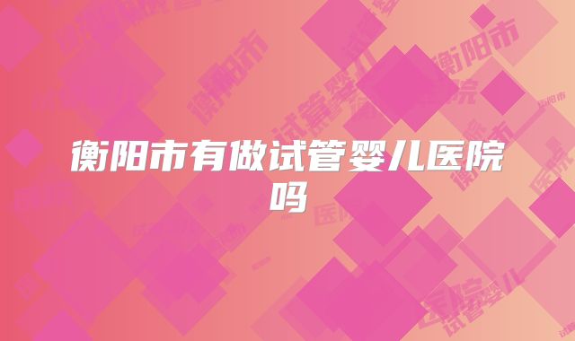 衡阳市有做试管婴儿医院吗