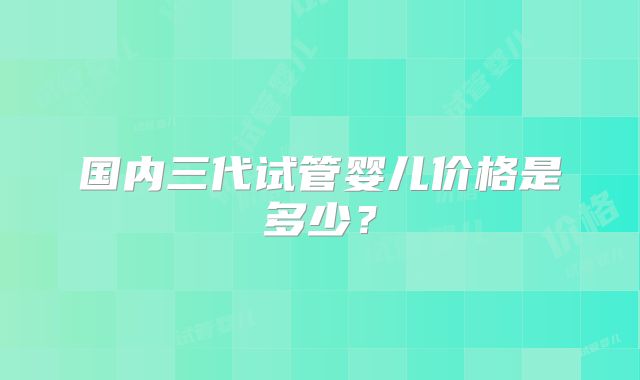 国内三代试管婴儿价格是多少?