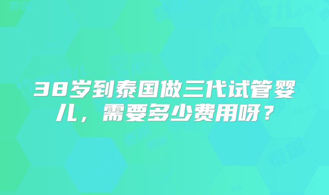 38岁到泰国做三代试管婴儿,需要多少费用呀?