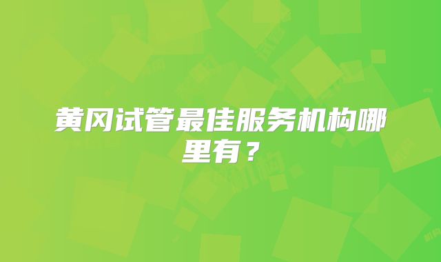 黄冈试管最佳服务机构哪里有?