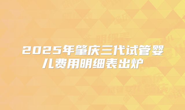 2025年肇庆三代试管婴儿费用明细表出炉