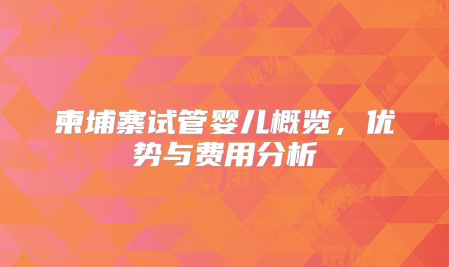 柬埔寨试管婴儿概览,优势与费用分析