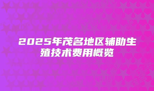 2025年茂名地区辅助生殖技术费用概览