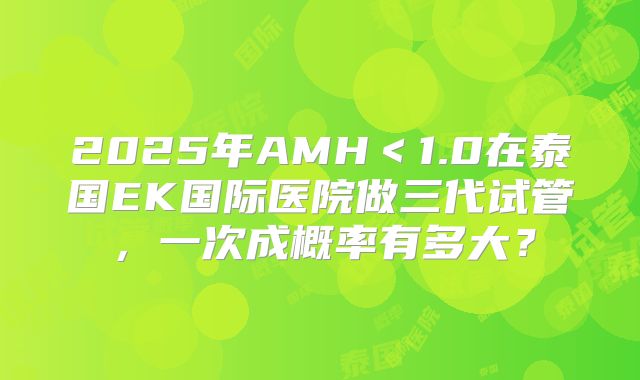 2025年AMH<1.0在泰国EK国际医院做三代试管,一次成概率有多大?