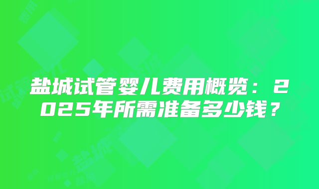 盐城试管婴儿费用概览：2025年所需准备多少钱？