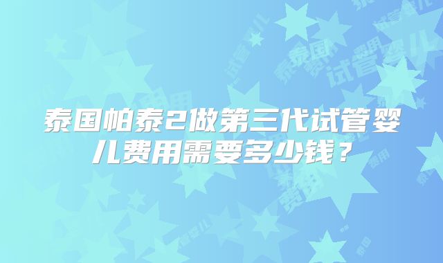 泰国帕泰2做第三代试管婴儿费用需要多少钱?