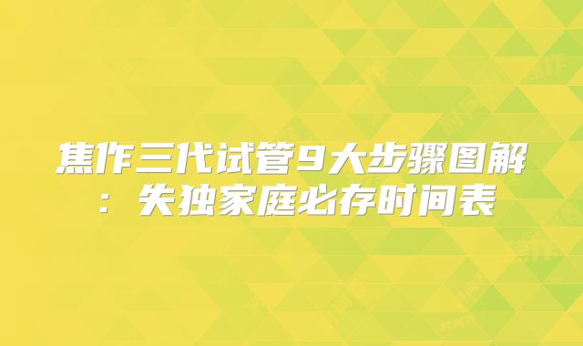 焦作三代试管9大步骤图解:失独家庭必存时间表