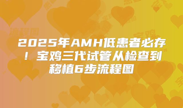 2025年AMH低患者必存!宝鸡三代试管从检查到移植6步流程图