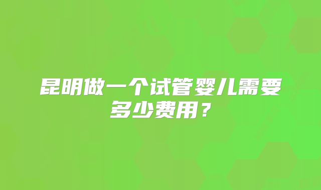 昆明做一个试管婴儿需要多少费用?