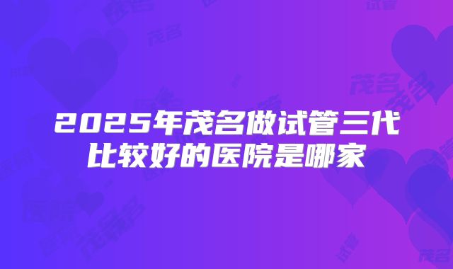 2025年茂名做试管三代比较好的医院是哪家