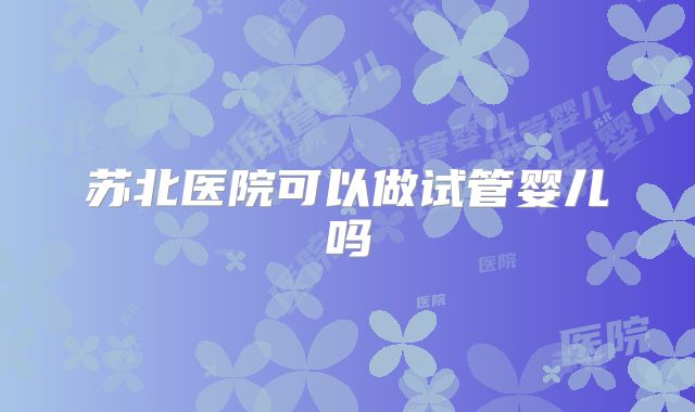 苏北医院可以做试管婴儿吗