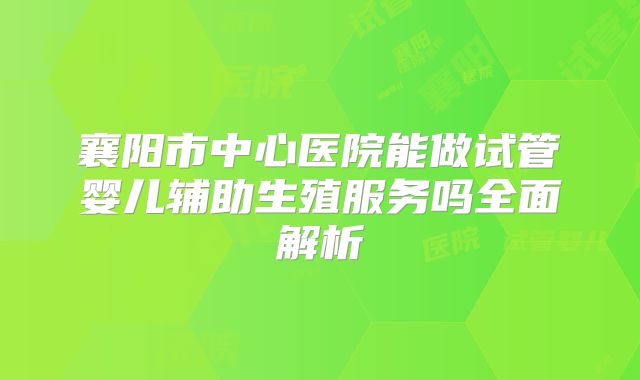 襄阳市中心医院能做试管婴儿辅助生殖服务吗全面解析