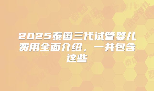2025泰国三代试管婴儿费用全面介绍,一共包含这些
