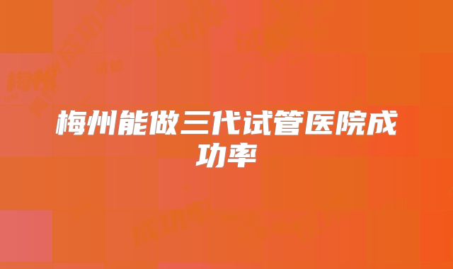 梅州能做三代试管医院成功率