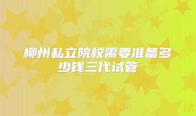 柳州私立院校需要准备多少钱三代试管