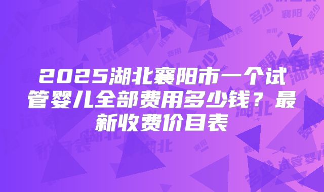 2025湖北襄阳市一个试管婴儿全部费用多少钱？最新收费价目表
