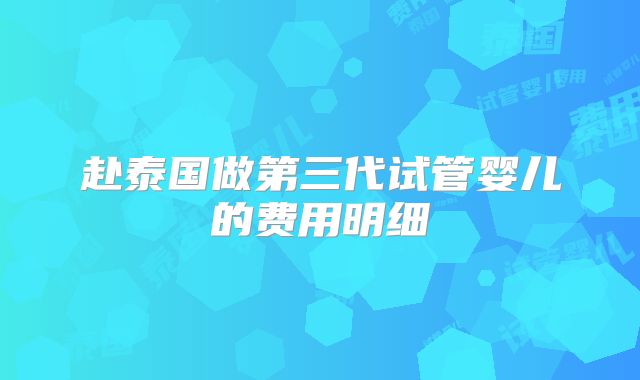赴泰国做第三代试管婴儿的费用明细