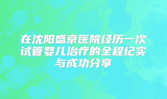在沈阳盛京医院经历一次试管婴儿治疗的全程纪实与成功分享
