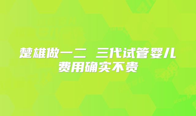 楚雄做一二 三代试管婴儿费用确实不贵