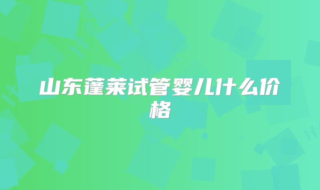 山东蓬莱试管婴儿什么价格