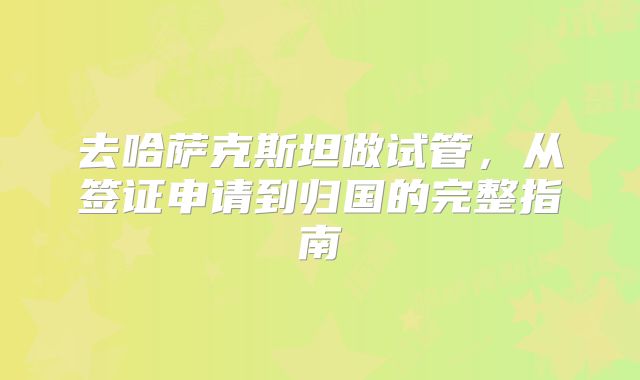 去哈萨克斯坦做试管,从签证申请到归国的完整指南