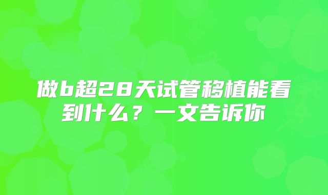 做b超28天试管移植能看到什么？一文告诉你