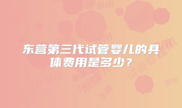 东营第三代试管婴儿的具体费用是多少?