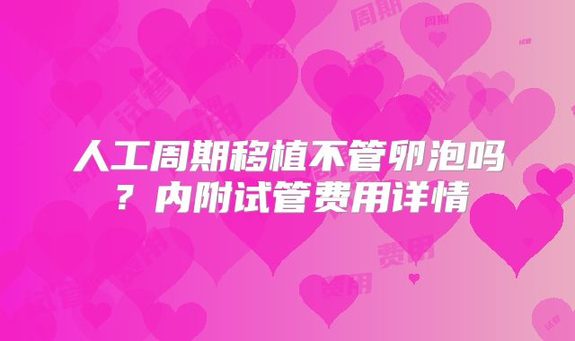 人工周期移植不管卵泡吗？内附试管费用详情