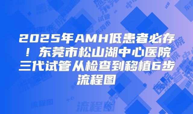 2025年AMH低患者必存!东莞市松山湖中心医院三代试管从检查到移植6步流程图