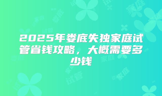 2025年娄底失独家庭试管省钱攻略,大概需要多少钱