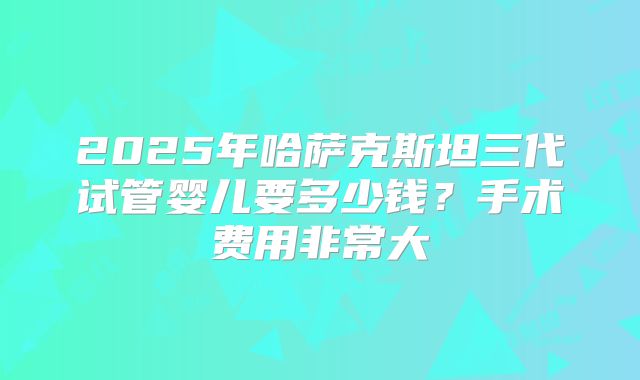 2025年哈萨克斯坦三代试管婴儿要多少钱?手术费用非常大