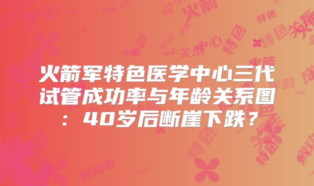 火箭军特色医学中心三代试管成功率与年龄关系图:40岁后断崖下跌?