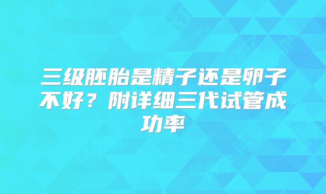 三级胚胎是精子还是卵子不好?附详细三代试管成功率