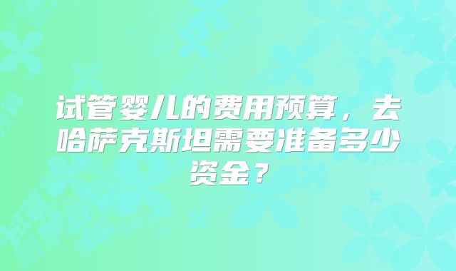 试管婴儿的费用预算,去哈萨克斯坦需要准备多少资金?