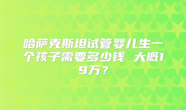 哈萨克斯坦试管婴儿生一个孩子需要多少钱 大概19万?