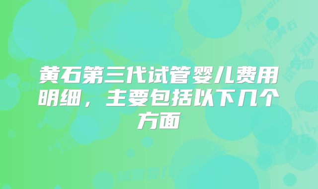 黄石第三代试管婴儿费用明细，主要包括以下几个方面