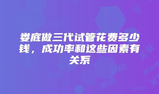 娄底做三代试管花费多少钱,成功率和这些因素有关系