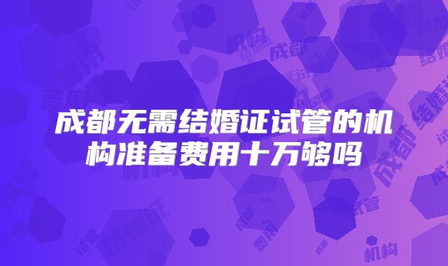 成都无需结婚证试管的机构准备费用十万够吗