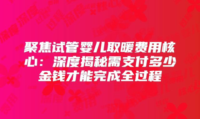 聚焦试管婴儿取暖费用核心:深度揭秘需支付多少金钱才能完成全过程