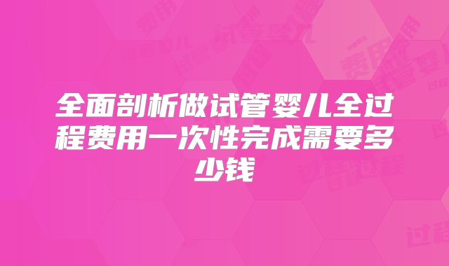 全面剖析做试管婴儿全过程费用一次性完成需要多少钱